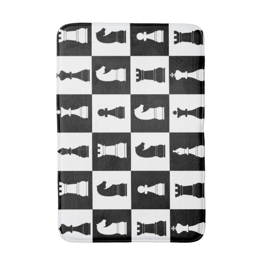 Chess Game Pattern Black en White Badmat (Voorkant Verticaal)