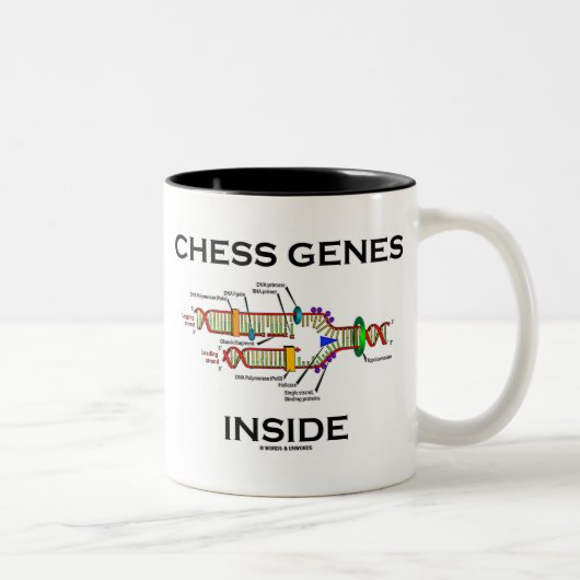 Chess Genes Inside DNA Replication Humor Tweekleurige Koffiemok (Rechts)