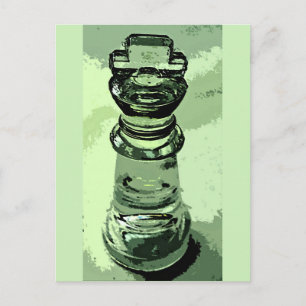 Chess, Glass King, Green Background, afgebeeld Briefkaart