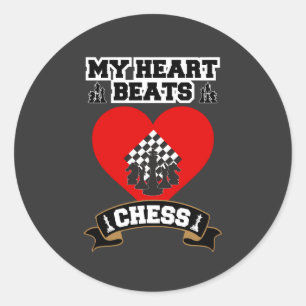 Chess Heart Pieces Strategiespel Liefde Passie Ronde Sticker
