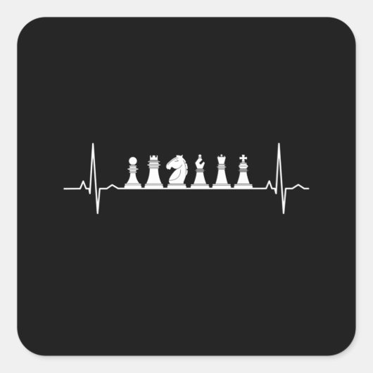 Chess Heartbeat Chess Vierkante Sticker (Voorkant)