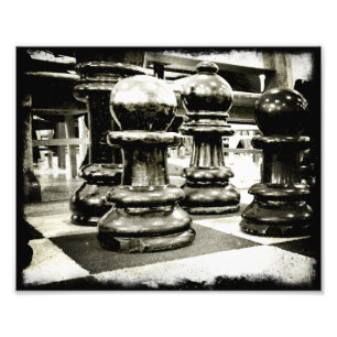 Chess in Black en White Foto Afdruk