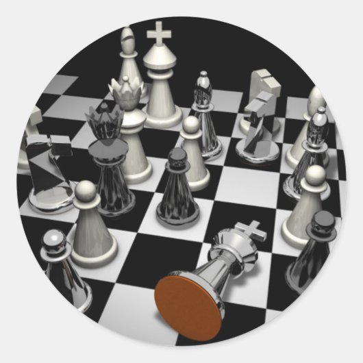 Chess Keychain Ronde Sticker (Voorkant)