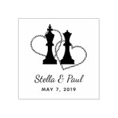 Chess King and Queen Pieces Wedding Design Rubberstempel (Afrduk)