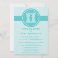 Chess King en Queen Wedding Invitation, Aqua