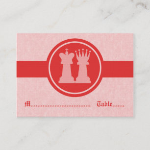 Chess King en Queen Wedding Place Cards, Red Plaatskaartje