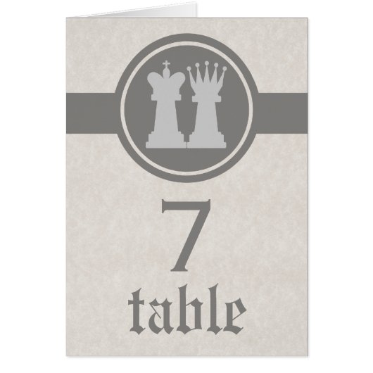 Chess King en Queen Wedding Table Kaart, grijs (Voorkant)