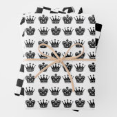 Chess King Queen Knight Black White Pattern Fun Inpakpapier Vel (In situ)