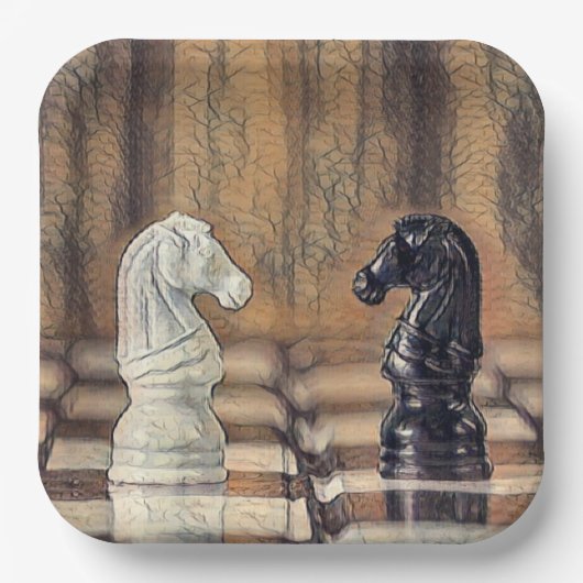 Chess Knight Chess Board Papieren Bordje (Voorkant)