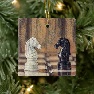 Chess Knight Chess Board Personeelszaken kerstmis Keramisch Ornament