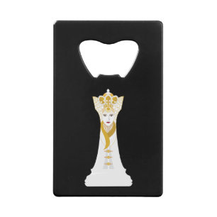 Chess koningin/zwart-wit kredietkaart flessenopener