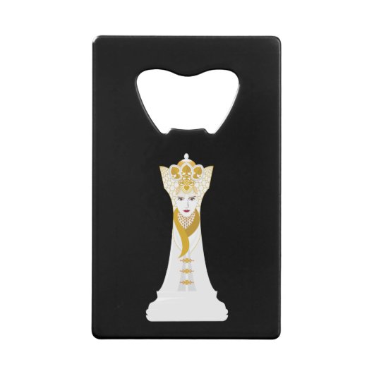Chess koningin/zwart-wit kredietkaart flessenopener (Voorkant)