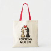 Chess Love Sticker – Black & White Kings Tote Bag (Voorkant)