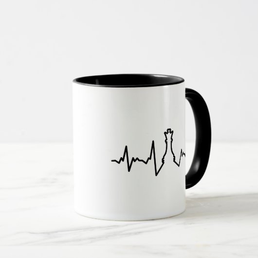 Chess Lover Heart Beat Pulse Queen Game Piece Mok (Voorkant rechts)