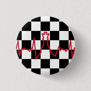Chess Lover Heart Beat Pulse Queen Game Piece Ronde Button 3,2 Cm