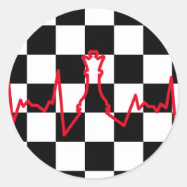 Chess Lover Heart Beat Pulse Queen Game Piece Ronde Sticker