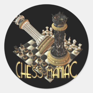 Chess Maniac Ronde Sticker