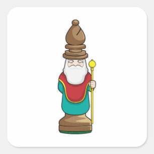 Chess part Bishop Chess Vierkante Sticker
