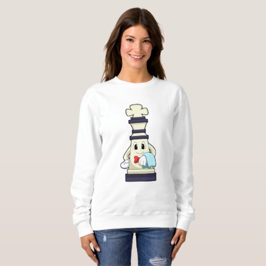 Chess part King als Waiter met Towel Trui (Voorkant volledig)