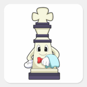 Chess part King als Waiter met Towel Vierkante Sticker