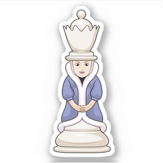 Chess part Queen Chess Sticker (Voorkant)