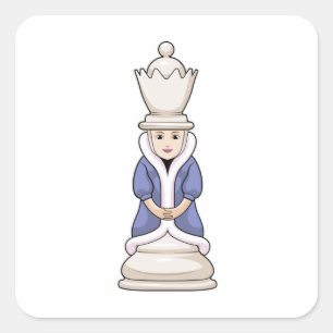Chess part Queen Chess Vierkante Sticker