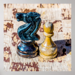 Chess Pawn en Knight - Veteranen Poster