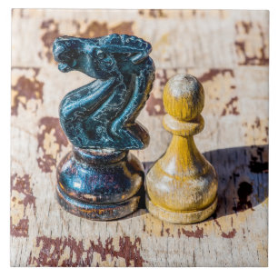 Chess Pawn en Knight - Veteranen Tegeltje