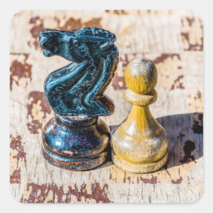 Chess Pawn en Knight - Veteranen Vierkante Sticker