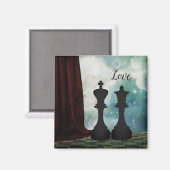 Chess Piece King and Queen Love Couples Magneet (Voorkant / Achterkant)