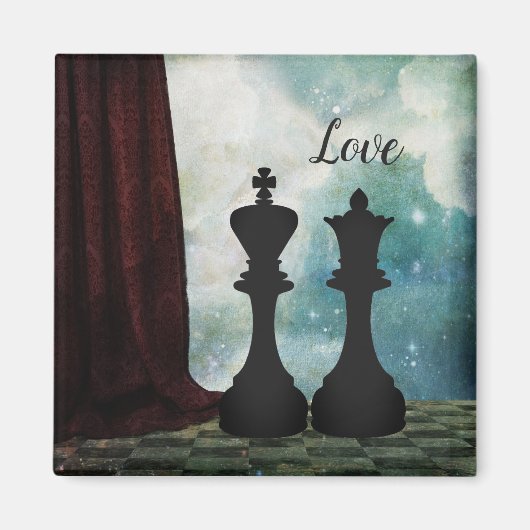 Chess Piece King and Queen Love Couples Magneet (Voorkant)