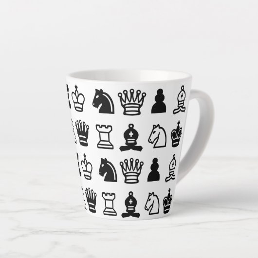 Chess Piece Pattern Latte Mok (Rechterhoek)