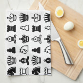 Chess Piece Pattern Theedoek (Quarter Fold)