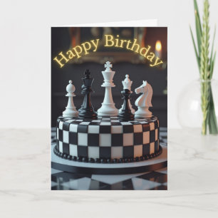 Chess Pieces Cake Verjaardag Kaart