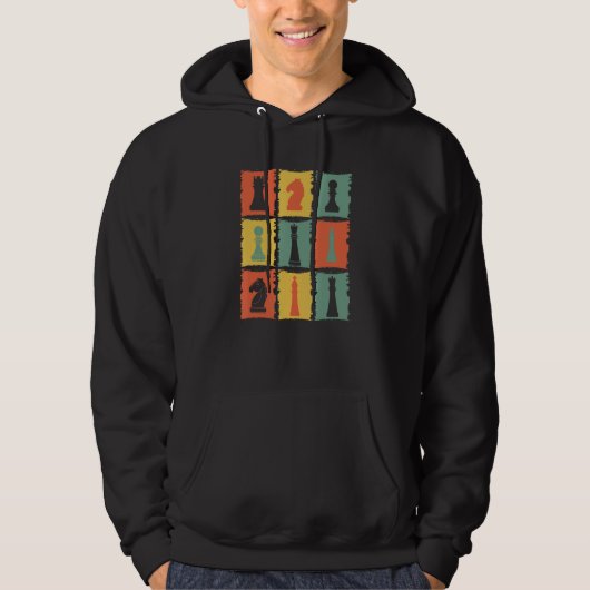 Chess Pieces Retro Graphic Chess  Chess Hoodie (Voorkant)