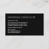 Chess Piecks, Chess Club Visitekaartje (Achterkant)