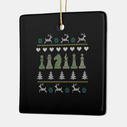 Chess Piecks Ugly Kerstmis Keramisch Ornament (Links)