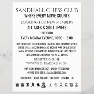 Chess Piecten, Chess Club Adverteren Flyer