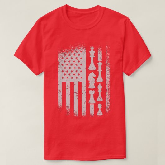 Chess Pineersels American Flag Chess Player T-shirt (Design voorkant)