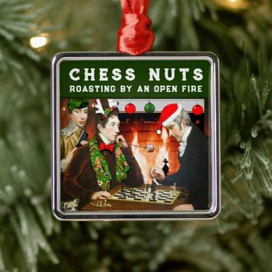 Chess Player Holiday Gift Metal Ornament (Boom)