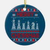 Chess Player Merry Chessmas Kerstmis Ugly Sweater Keramisch Ornament (Voorkant)