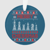 Chess Player Merry Chessmas Kerstmis Ugly Sweater Ornament (voorkant)