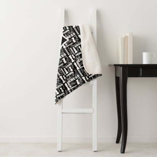 Chess Player Theme Cool Monogramed Sherpa Deken (In situ)