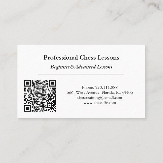 Chess Player Visitekaartje (Achterkant)