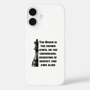 Chess Queen Black White Power Respect Strategie iPhone 16 Hoesje