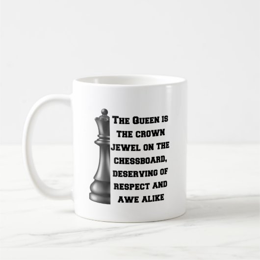 Chess Queen Black White Power Respect Strategie Koffiemok (Links)