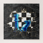 Chess Queen en Knight - Blue Marble Legpuzzel (Verticaal)