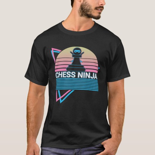 Chess Retro Chess Ninja T-shirt (Voorkant)