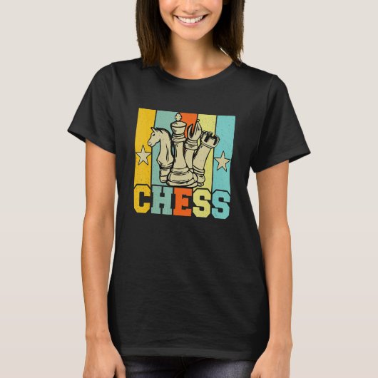 Chess Retro Graphic Chess Player Checkmate Board G T-shirt (Voorkant)