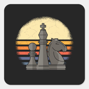 Chess Retro Vierkante Sticker